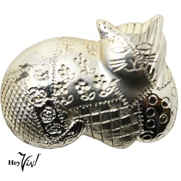 AJC Jewelry - Vintage Signed AJC Engraved Textured Gold Metal Cat Pin Brooch 2 7/8" - Hey Viv